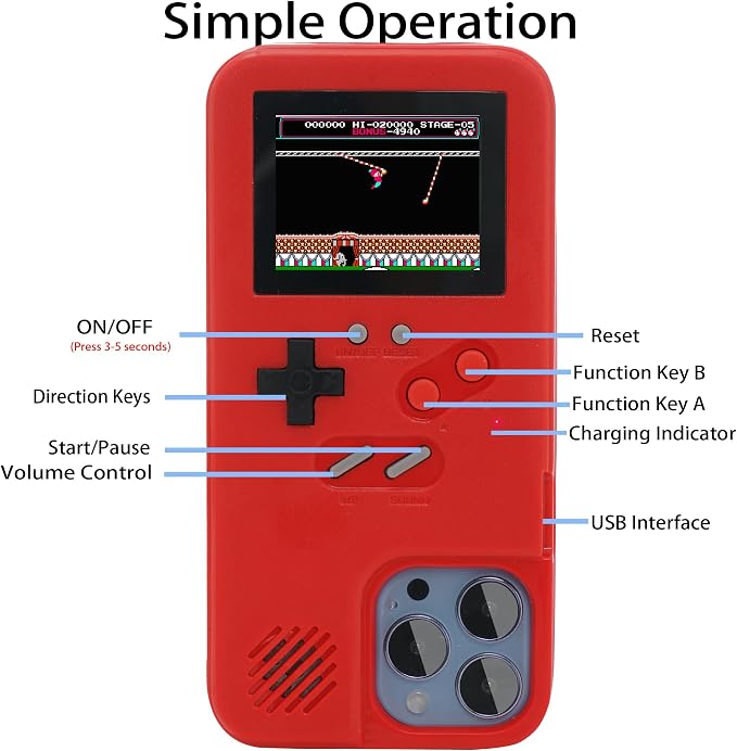Gameboy Case for iPhone 15 Only,Handheld Retro 168 Classic Games,Color Video Display Game Case for iPhone,Anti-Scratch Shockproof Phone Cover for iPhone WeLohas - Image 4
