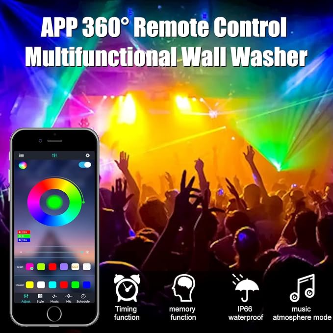 CREATESTAR LED RGB Light Bar for Wall Lighting, 48w Outdoor Wall Washer Light Waterproof IP66, Indoor Stage Party Color Changing with Smart APP/Remote Control 2 Pack - Image 3