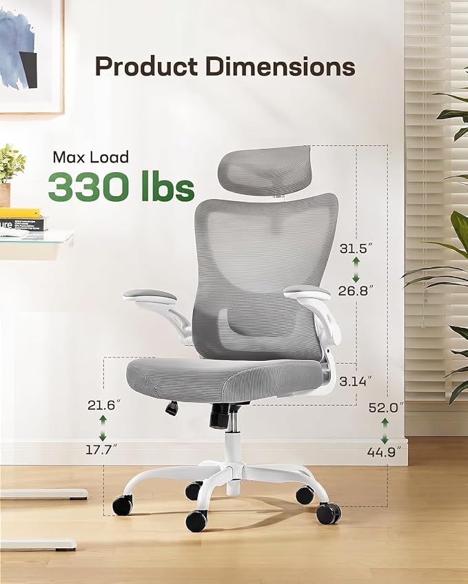 Marsail Ergonomic Office Chair with 3D Armrests, Pack of 2 | Office Desk Chair with High Back Mesh, Adjustable Lumbar Support, Rolling Work Swivel Task Chairs with Wheel, Headrest, home - Image 2