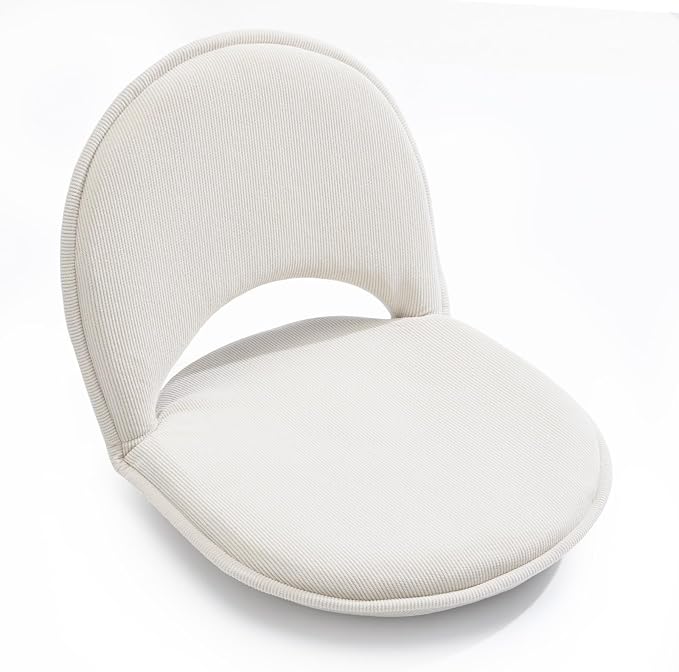 YOUKEEEJOJO Floor Chair 5-Position Adjustable Back Support Chair Foldable Camping,Video-Gaming Reading Watching, Upholstered Meditation Convenient Seats (Beige) by Unknown