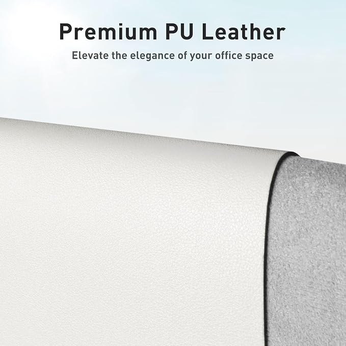 Aothia Leather Desk Pad Protector, Mouse Pad, Office Desk Mat, Non-Slip PU Leather Desk Blotter, Laptop Desk Pad, Waterproof Desk Writing Pad for Office and Home (Off-White,31.5" x 15.7") - Image 2