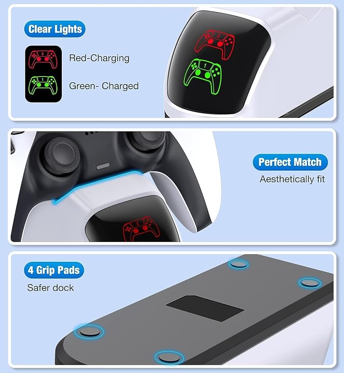 for PS5 Controller Charging Station, for PlayStation 5 Dualsense Charger - Image 2
