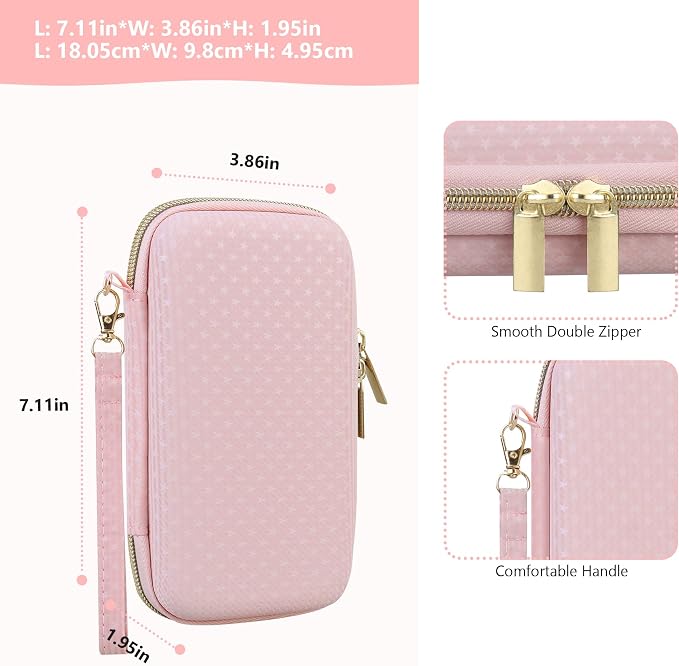 Supmay Carrying Case Compatible with CCTU / TEBIYOU Kids Handheld Games Preloaded 218 Retro Video Games, Portable Gaming Electronic Toys Storage Holder Travel Bag with Mesh Pocket for USB Cable, Pink - Image 3