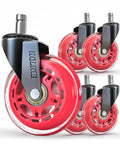 HOLKIE Gaming Chair Wheels Red Roller Blade Rubber Caster 3 Inch Set of 5 for Carpet Hardwood Floors by HOLKIEUSA