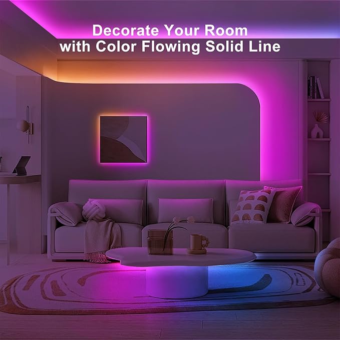 Tatazone 16.4ft Bluetooth RGB+IC COB Led Strip Light with App, Chasing COB Light Strip, Segmented Control, Music Sync, Color Changing Led Lights for Home Decor, Gaming, Cabinet, Desk - Image 3