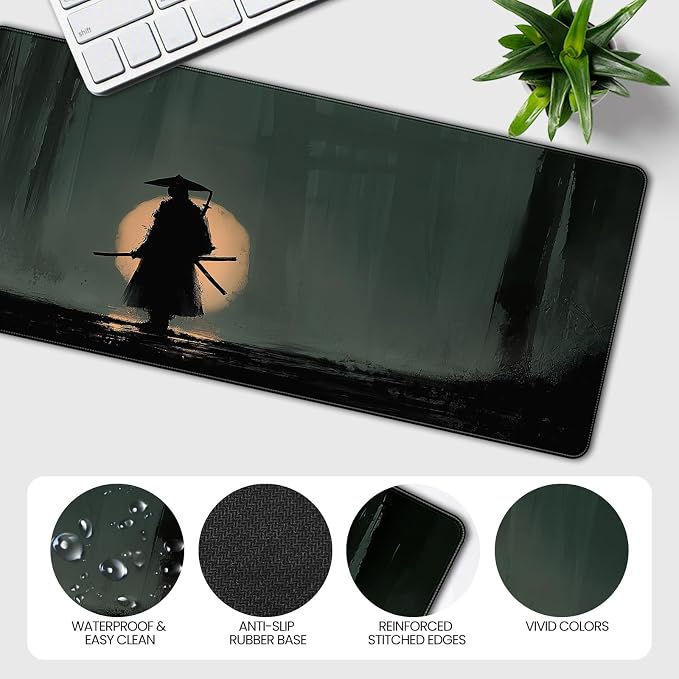 35.4 x 15.7 inch, XXL Extra-Large Gaming Mousepad, Featuring a Japanese Lone Samurai Design, a wear-Resistant, Scratch-Resistant, and Waterproof Surface, and a Non-Slip Rubber Base. - Image 5