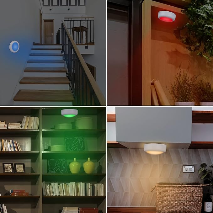 Cadrim Puck Lights, 13 Colors Changeable LED Puck Lightings, Battery Powered Dimmable Under Cabinet Lamps, Battery Operated lamp with 1 Remote Controls for Kitchen(3 Pack) - Image 3