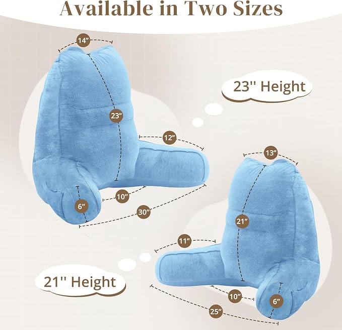 Sasttie Reading Pillow for Bed, Back Pillow for Sitting Up, Blue - Image 2