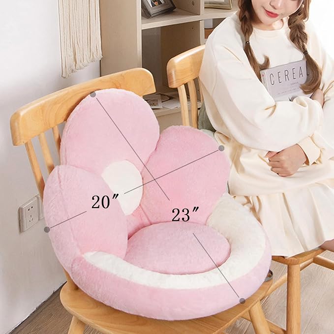 Sexysamba Cute Flower Gaming Chair Cushion with Backrest Non-Slip Tie, Comfy Kawaii Computer Chair Pad for Gamer Chair Seat Cushion Armchair Pillow Office Desk Home Decor,23",Pink Flower - Image 2