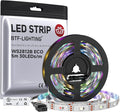 BTF-LIGHTING WS2812B ECO RGB LED Strip,UL Listed,Individually Addressable,16.4FT 30LED/m 150Pixel DC5V 5050SMD,Alloy Wire Flexible 3M Tape for DIY Chasing Color Project IP30(No Adapter or Controller) by BTF-LIGHTING