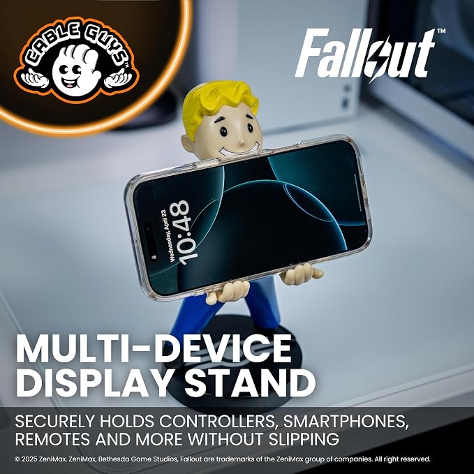 Cableguys Fallout Vault Boy Controller Holder & Phone Stand - Gaming Setup Accessories for Desk and Game Room, Controller Stand Compatible with Xbox, PlayStation & Most Standard Game Controllers - Image 4
