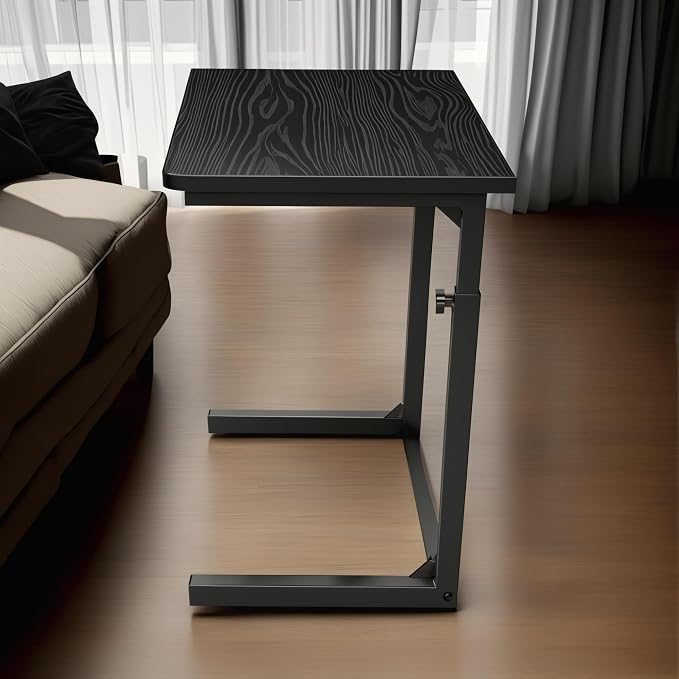 Height Adjustable C-Shaped Sofa Side Table, Laptop Table for Couch & Bed, Black - Image 6