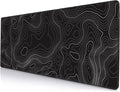Gaming Mouse Pad, Large Topographic Mouse Pads for Desk, Non-Slip Rubber Base Mousepad, Keyboard Mouse Mat, Desk Pad with Stitched Edges, 31.5x11.8inch, Black Geographic Lines by SANWUMIAN