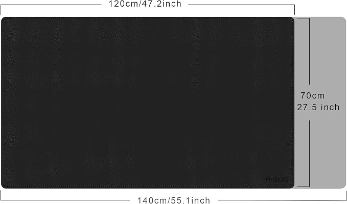 Mydours 48"x28" XXL Large PU Leather Desk Mat, Gaming Mouse Pad, (Black) | Extended Desk Pad Mat, Full Mat Waterproof Desk Protector for Workspace Decor, for Computer Keyboard Mouse Office Work - Image 3