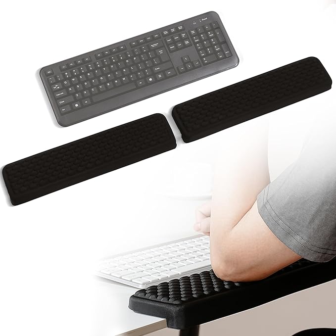 MEKASS L-Shaped Desk Elbow Pad for Desk, Memory Foam Elbow Support Padding with Non-Slip, Ergonomic Desk Edge Cushion, Wrist Comfort Support for Office Home 2 Pcs (Ellipse Black) by Mekass
