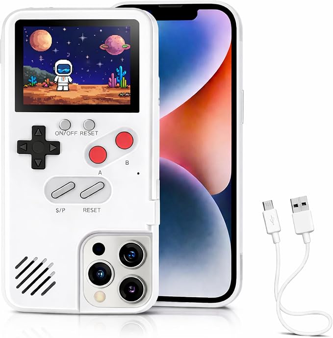 Game Phone Case, 168 Built-in Small Video Games, White, Compatible with iPhone 13 Pro Max by Chu9