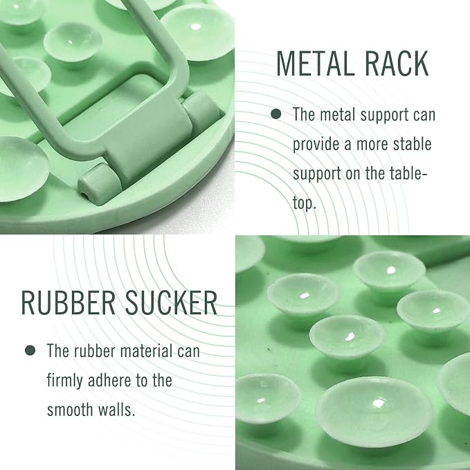 Small Rotundity Suction Cup Suction Phone Card Holder, Desktop Metal Bracket, Phone for iPhone and Android, Hands-Free Sticky Phone Grip Holder Stick On Phone Case for Videos(Green) - Image 3