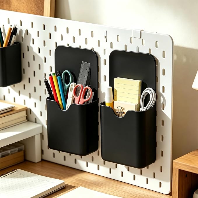 2PCS Magnetic Pen Marker Holders, Magnet Pencil Cup Storage Black - Image 8