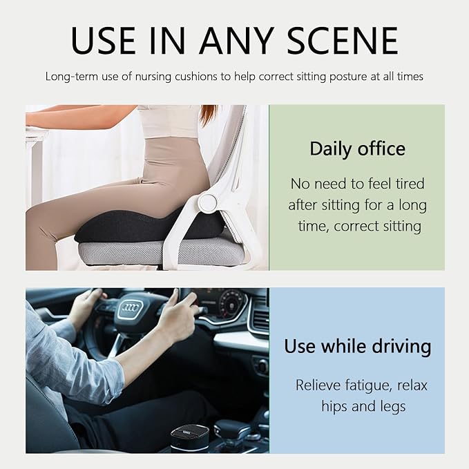 Orthopedic Cushion, Seat Cushion - Car Cushion with L Shaped Ergonomic Design, Memory Foam Seat Cushion for Office Chair, Car and Gaming Seat - Image 3