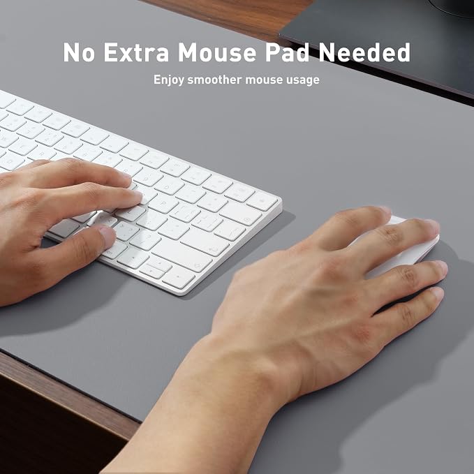 Aothia Leather Desk Pad Protector, Mouse Pad, Office Desk Mat, Non-Slip PU Leather Desk Blotter, Laptop Desk Pad, Waterproof Desk Writing Pad for Office and Home (23.6" x 13.7", Light Grey) - Image 4