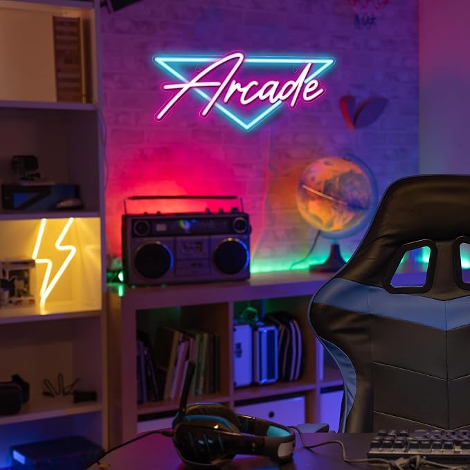 Kavaas Arcade Neon Sign, LED Arcade Signs for Arcade Room Decor | Retro Neon Sign for Boys Bedroom, Gaming Wall decor - Best Arcade Gifts for Teenage Boys, Christmas - Image 6