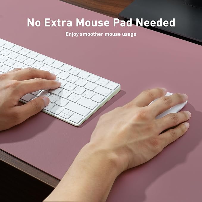 Aothia Leather Desk Pad Protector, Mouse Pad, Office Desk Mat, Non-Slip PU Leather Desk Blotter, Laptop Desk Pad, Waterproof Desk Writing Pad for Office and Home (48"x17", Dark Pink) - Image 4