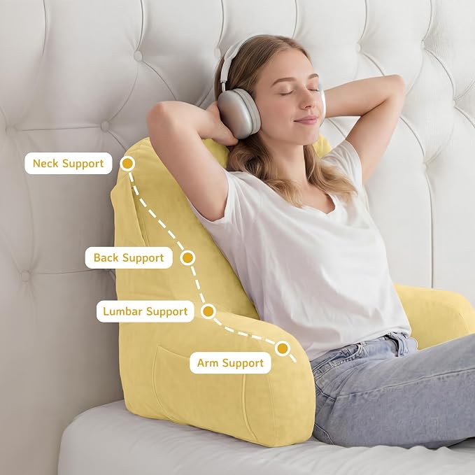 Reading Pillow for Bed,Back Pillow for Bed Sitting Up,Lumbar Support Pillow - Image 5