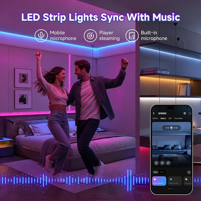 BTF-LIGHTING UL Listed RGBCCT COB LED Strip Light, DC24V 24FT RGB+Tunable White 3000K-6000K Color Changing LED Strip Light, with Remote/Bluetooth Music Controller for Home Party Indoor DIY Lighting - Image 3