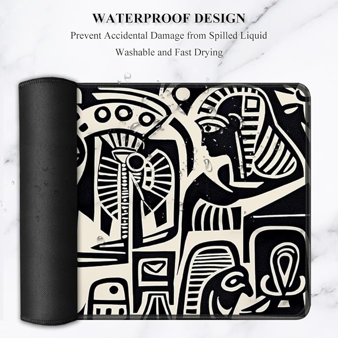 Auhoahsil Desk Mat, Ultra Large Mouse Pad, XXL Gaming Mousepad, Pretty Desk Pad, Big Extended Full Size Desktop Desk Matt for Keyboard, Laptop & Computer, 35.5 x 15.7 in, Ancient Egyptian Pattern - Image 6