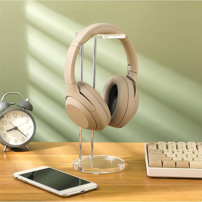 Xuhal Acrylic Headphone Stand Headset Holder for Desk, Clear Gaming Headset Stand Universal Headphone Holder for Desktop Display, with Metal Hardware(Round) - Image 4