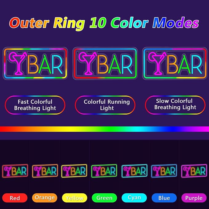 Bar Neon Sign, LED Sign for Wall Decor, LED Neon Light Signs for Home, USB Powered Bar lights for Cocktails Man Cave Party Club, Christmas Gifts - Image 3