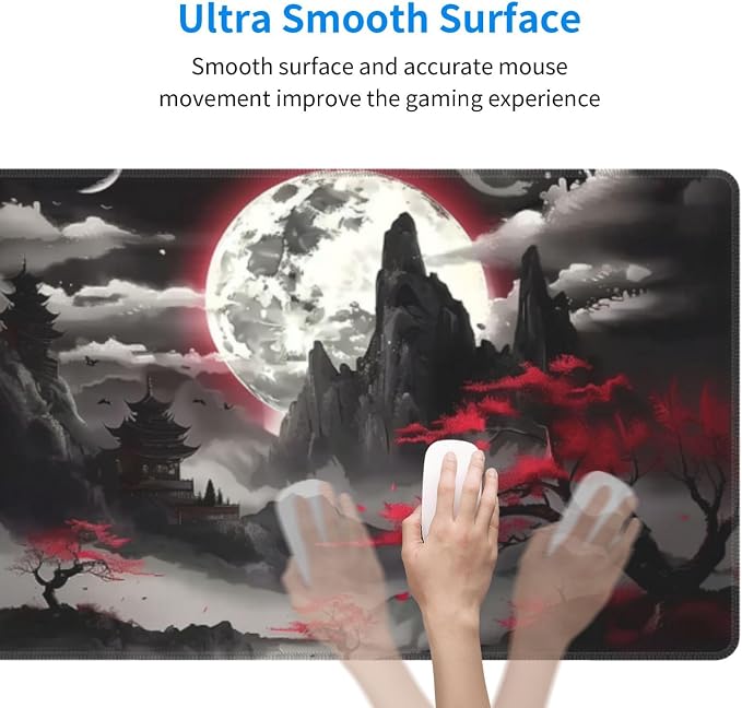 Extended Gaming Mouse Pad, Large Desk Mat XL Anime Mouse Pad Waterproof with Stitched Edges, Non-Slip Desktop Pad for Home and Office, Level Up Your 31.5x11.8 Inch (Night canyon2) - Image 4