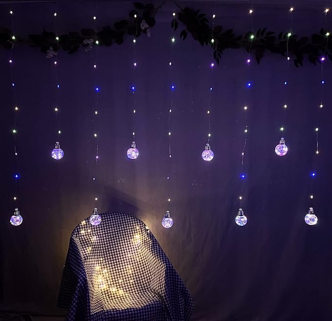 YOLIGHT Wishing Ball Curtain Lights 200 LED Window Curtain String Light with Remote, USB Battery Powered Twinkle Globe Fairy Lights for Wedding Party Bedroom Christmas Decoration (Multi-Colored) - Image 9