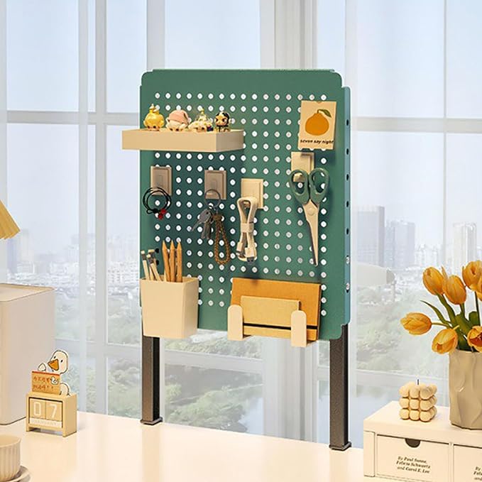 Clamp on Desk Extender Clamp-on Desk Pegboard, Privacy Panel for Desk, Magnetic Metal Peg Board with Accessories, Gaming Desk Organizer(Green,20 * 40cm/8 * 16in) by JCSRYD