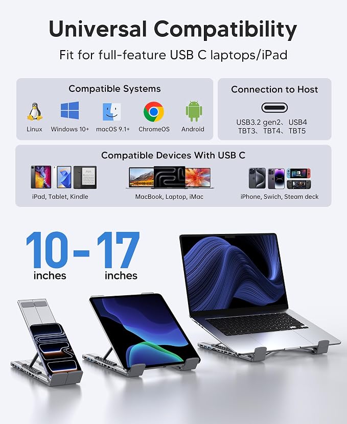 Mukiya Laptop Docking Station Stand,11 in 1 Laptop Dock Stand with 4K HDMI - Image 3