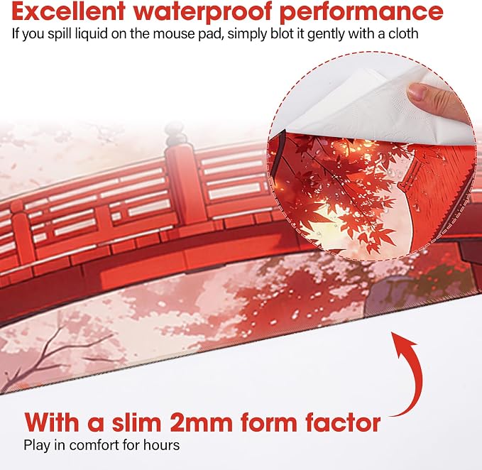 Large Mouse Pad 31.5x15.7 Inch - Starter Desk Mat, Maple Leaf | Office and Gaming Non Slip Rubber Bottom Stitched Edges Easy Clean - Image 5