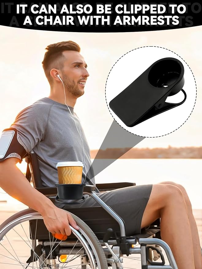 1PCS Clip on Cup Holder for Chair, Kalolary Desk Drink Holder Clamp, Black - Image 5