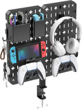 KDD 7 in 1 Clamp-on Desk Pegboard - No Drill Desk Side Storage with Phone Stand/Pen Holder/Storage Box/Headset & Controller Holder/Hooks, Detachable Gaming Pegboard for Office & Home Desktop Organizer by KDD