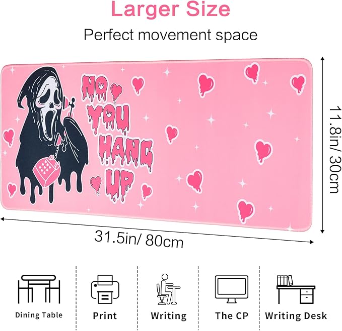 Large Gaming Mouse Pad 31.5 x 11.8in Desk Mat for Office Mousepad Anti-Skid Rubber Base Soft Comfortable and Durable Desk Pad (Pink) - Image 6