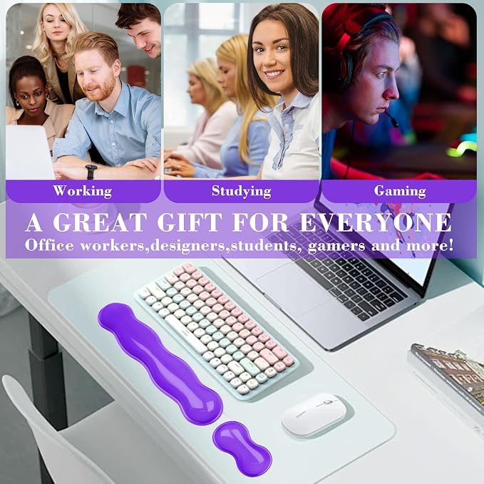 Gel Wrist Rest for Keyboard and Mouse, Wrist Rest for Keyboard, Mouse Wrist Support, Pain Relief, Cool Touch, Non-Skid, Keyboard and Mouse Wrist pad Set - Image 7