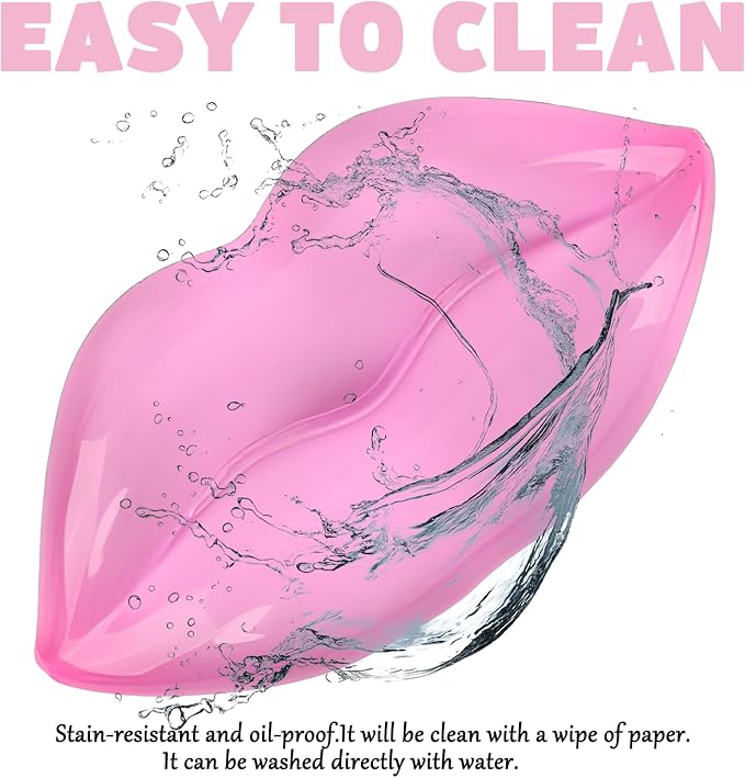 Gel Wrist Rest for Keyboard and Mouse Transparent Pink Lip Elbow Pad Cushion Ergonomic Cute Clear Cool Mouse Wrist Pad Silicone Non-Slip Support for Computer Gaming Home Office Women Girl Hand Pillow - Image 3