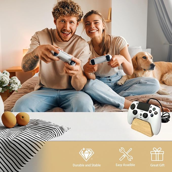 Solid Wood Gamepad Stand, Controller Holder for PS4 PS5 Xbox | This holder tidies gaming desk, fits most controllers, nice decor, ideal gift for father, son & boyfriend - Image 4
