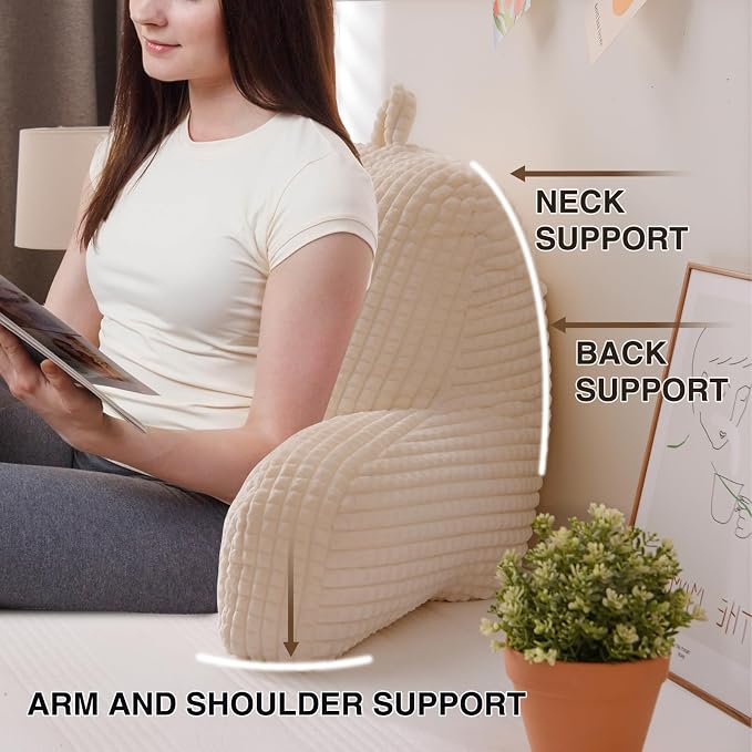 A Nice Night Ivory 17" Bed Wedge Pillows with Arms for Sitting - Image 5