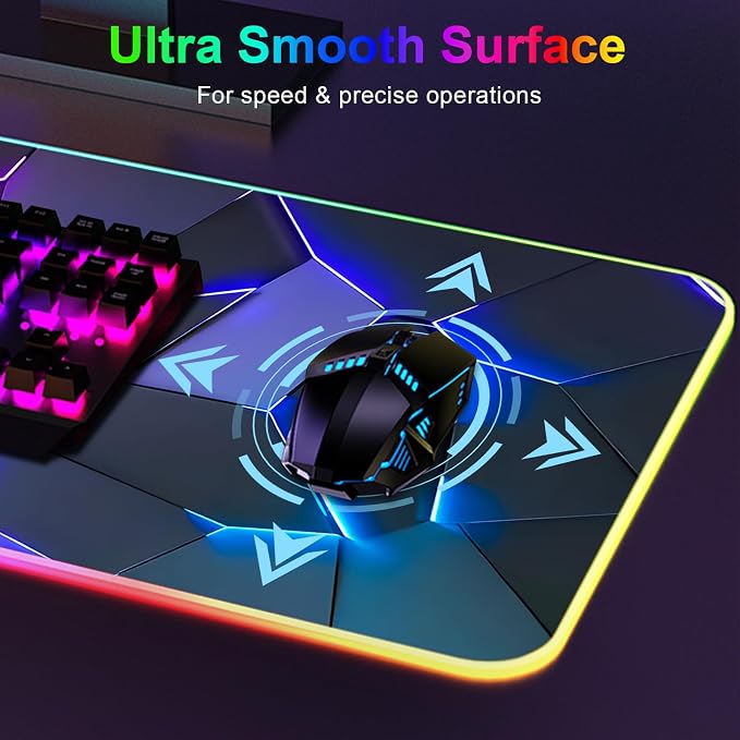 RGB Mouse Pad, Gaming Mousepad with 13 LED Light Modes | 31.5X11.8inch Large Mouse Mat, Gaming Mats for Desk with Non-Slip Rubber Base, Model-C - Image 5