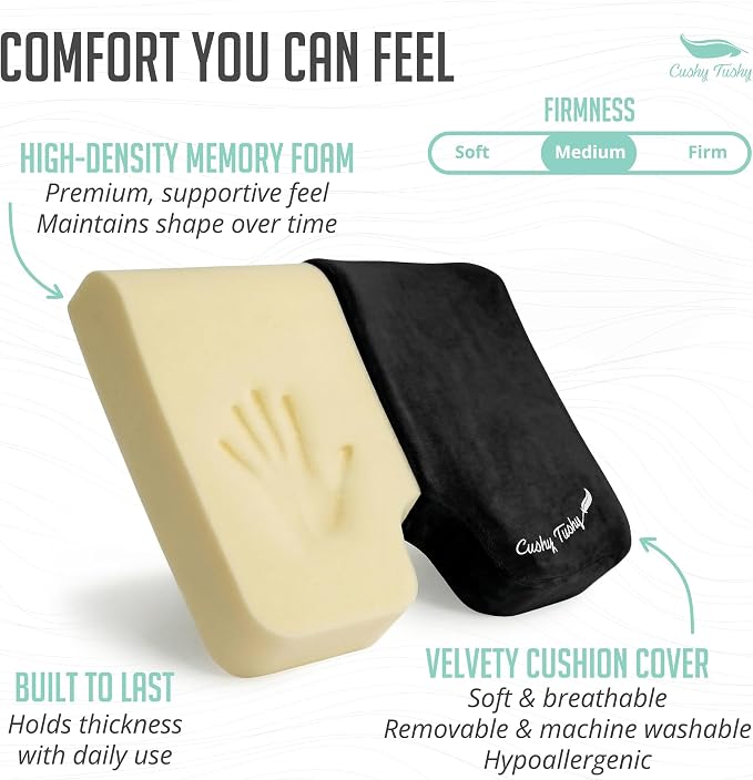 Cushy Tushy Premium Foldable Wheelchair Cushion - for Relief of Lower Back, Sciatic, Butt and Tailbone Pain - for Home & Office Use, Perfect for Travel or Driving - Black Coccyx Seat Cushion - Image 4