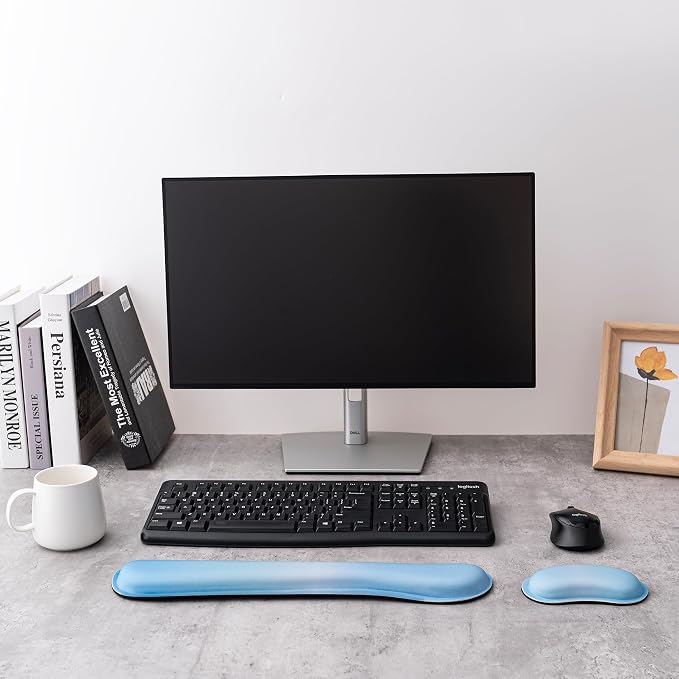 Keyboard Wrist Rest,Ergonomic Wrist Support for Keyboard,Gradient Blue | Computer Wrist Rest,Superfine Fabric and Gel Memory Foam Wrist Pad,Easy Typing&Pain Relief,Suitable for Office,Family - Image 6