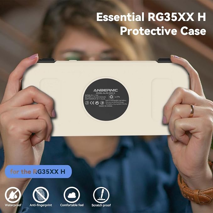 FIOPAZ for Anbernic RG35XX H Silicone Case, Soft Skin for RG35XXH Protective, Anti-Scratch Washable RG35xx H Handheld Game Console Case with Lanyard (Off White) - Image 5