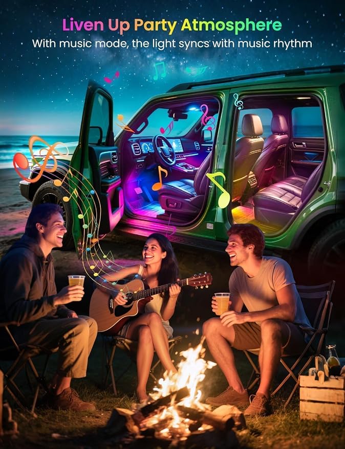 RGB-IC Car Interior Lights, 48 LED USB Under Dash Ambient Light Strips - Image 5