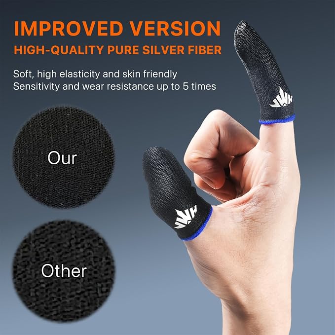 16 Pack Mobile Phone Gaming Thumb Sleeve,with Storage Box,JWH Finger Cots for PUBG Mobile Gaming Glove,Blue Edge,Anti-Skid,Extremely Thin,Dedales Gamer profesionales guantes para - Image 5