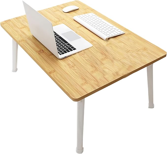 Foldable Laptop Desk for Bed, Bed Laptop Table, Foldable Portable Lap Bed Tray, 23.6 Inch Floor Table for Drawing, Reading and Writing, Bamboo by LKBBC